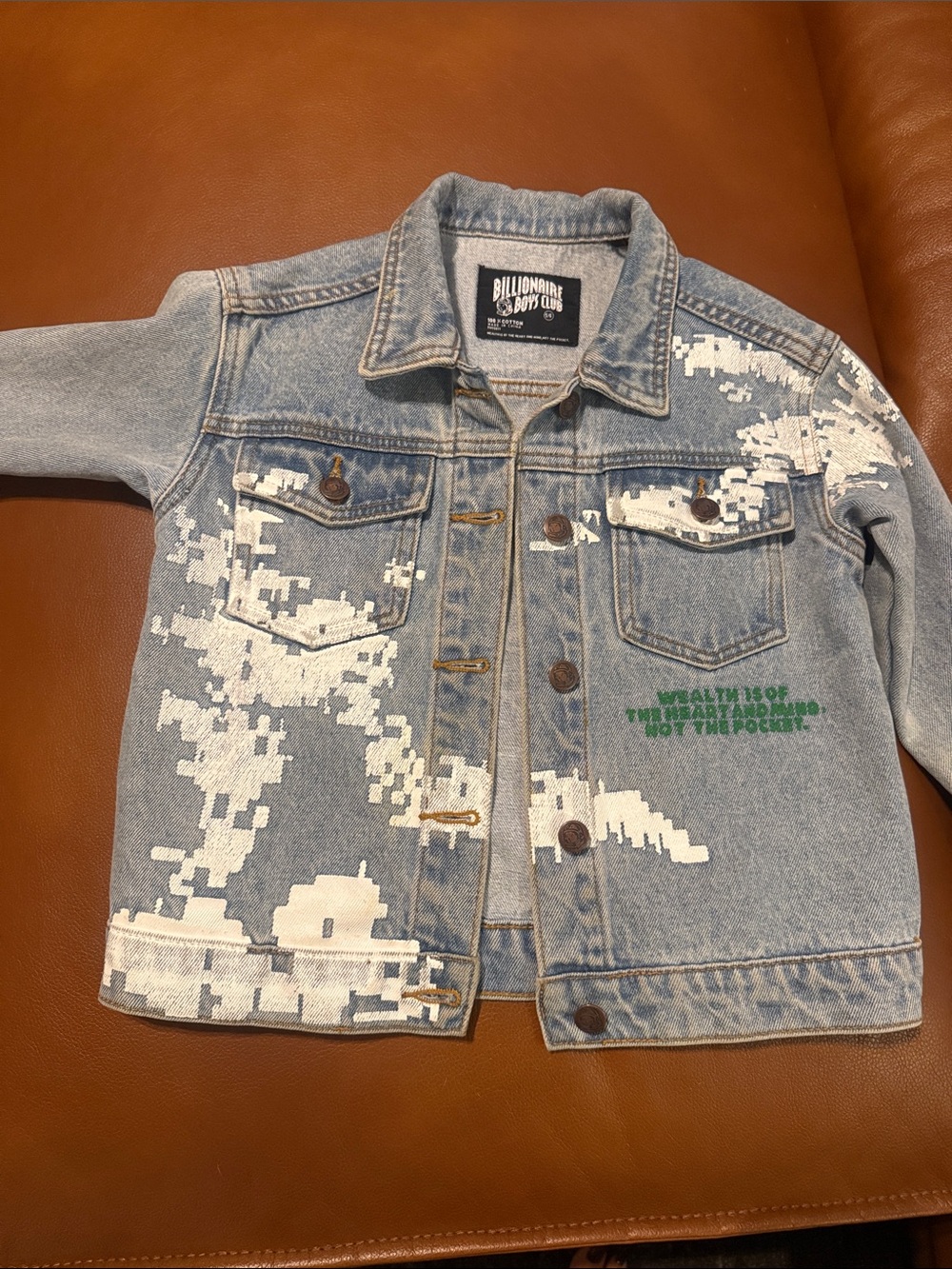 Billionaire Boys Club Light Blue Denim Jacket with White Pixel Print